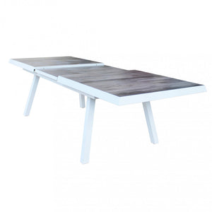 Tavolo Allumino E Gres Bianco Seattle 205/265X105 Cm