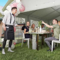 Tendone da Giardino con Pareti Removibili, in Acciaio e PP, 12x6x3.2 m, Bianco