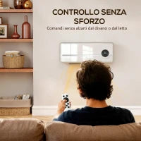 Stufa Ceramica 2000W a Parete con 3 Modalità, Temperatura Regolabile, Timer, Telecomando, Blocco Bambini, Bianco