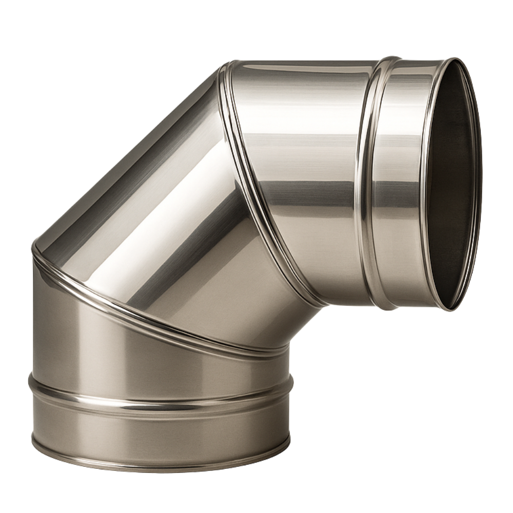 Curva in acciaio inox assemblaggio canna fumaria diametro 250 mm deviazioni 90°
