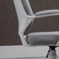 Sedia da Ufficio Girevole con Poggiatesta, Poltrona con Altezza Regolabile e Funzione Dondolo, 63x65x112-120cm, Grigio Chiaro