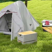 Tenda da Campeggio con Borsa da Trasporto, in Poliestere e Alluminio, 300x135x110 cm, Grigio Chiaro