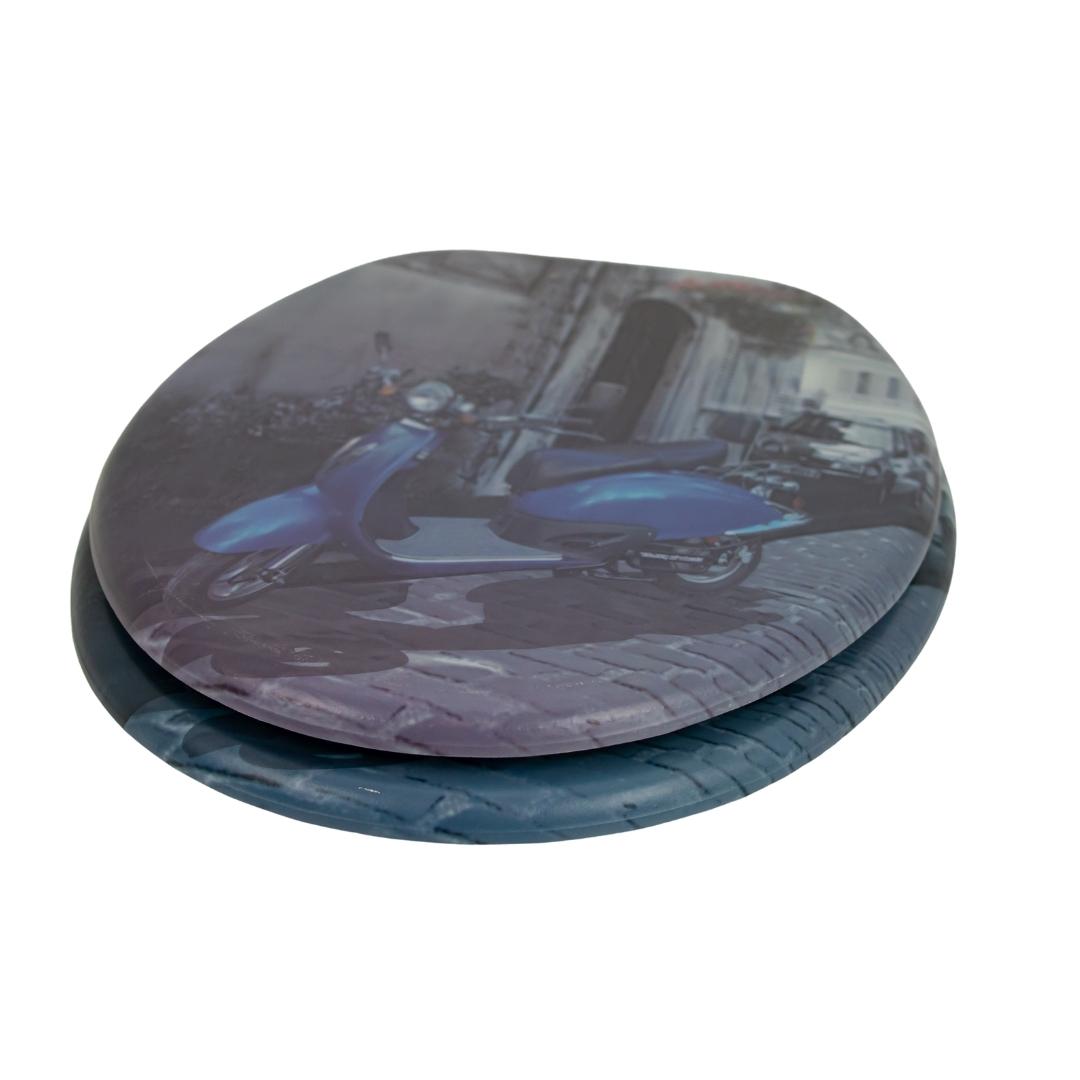 Sedile copri wc universale frizionato fantasia mdf chiusura rallentata *** fantasia vespa, confezione 1