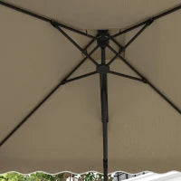 Ombrellone a Sbalzo con Doppio Tetto, Apertura a Manovella e Base a Croce, 2.5x2.5m, Cachi