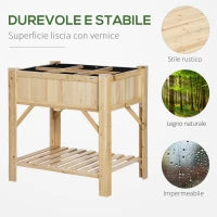 Letto per Orto Rialzato con 6 Scomparti in Legno di Abete, 78.5x58x81cm