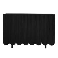 Credenza a goccia, con ante sagomate,  120×37,5×80,8 cm, Nero