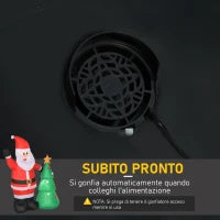 Babbo Natale Gonfiabile 150cm con Albero, Decorazione Natalizia per Esterno con Luci a LED, in Poliestere Impermeabile IP44