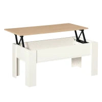 Tavolino con piano sollevabile, tavolino da soggiorno con spazio di archiviazione nascosto, stile moderno, per soggiorno, ufficio, 100x50x45cm, bianco
