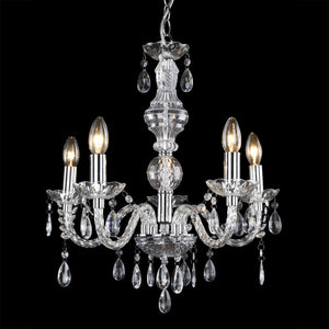 Lampadario a 5 Bracci con Cristalli Artificiali - Trasparente Cromato lux.pro