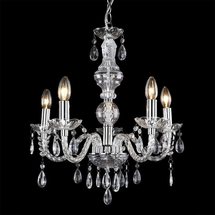 Lampadario a 5 Bracci con Cristalli Artificiali - Trasparente Cromato lux.pro