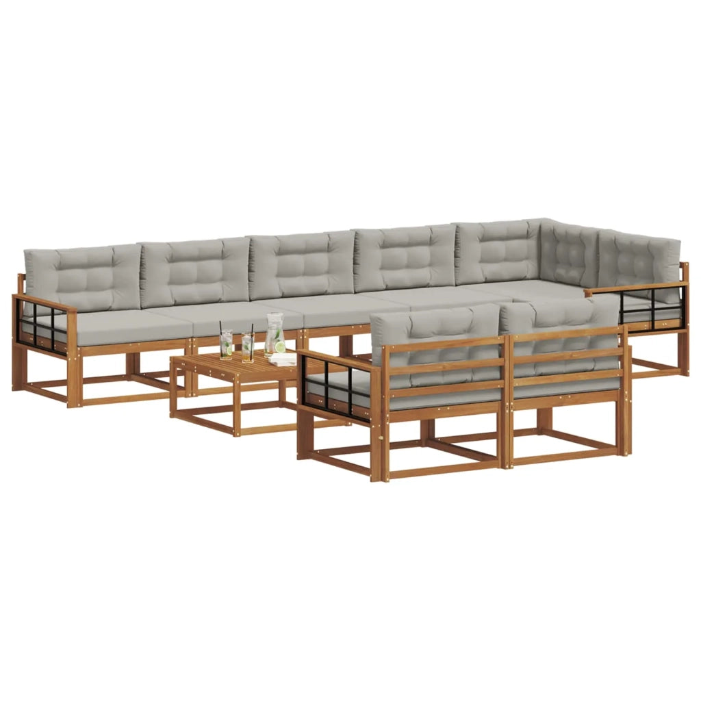 Set di divani da esterno 9 pcs Grigio Naturale e Chiaro 3367799
