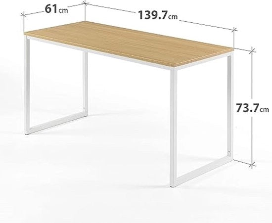 Scrivania per laptop, ufficio domestico, scrivania, montaggio semplice, telaio metallico, 61D x 139,7W x 73,7H centimetri