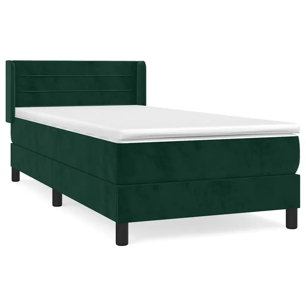 Giroletto a Molle con Materasso Verde Scuro 80x200 cm Velluto 3130988