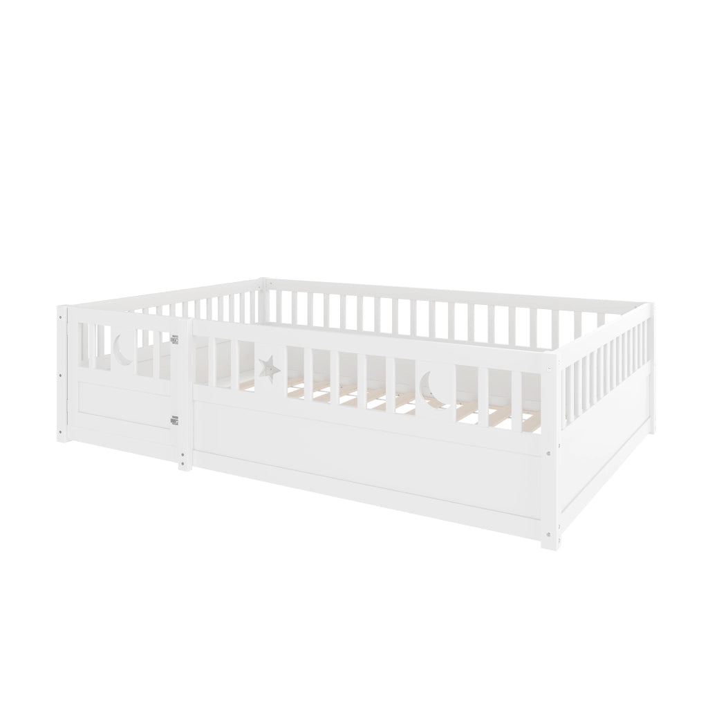 Letto a baldacchino con rete di sicurezza bianco in pino 140x190 cm