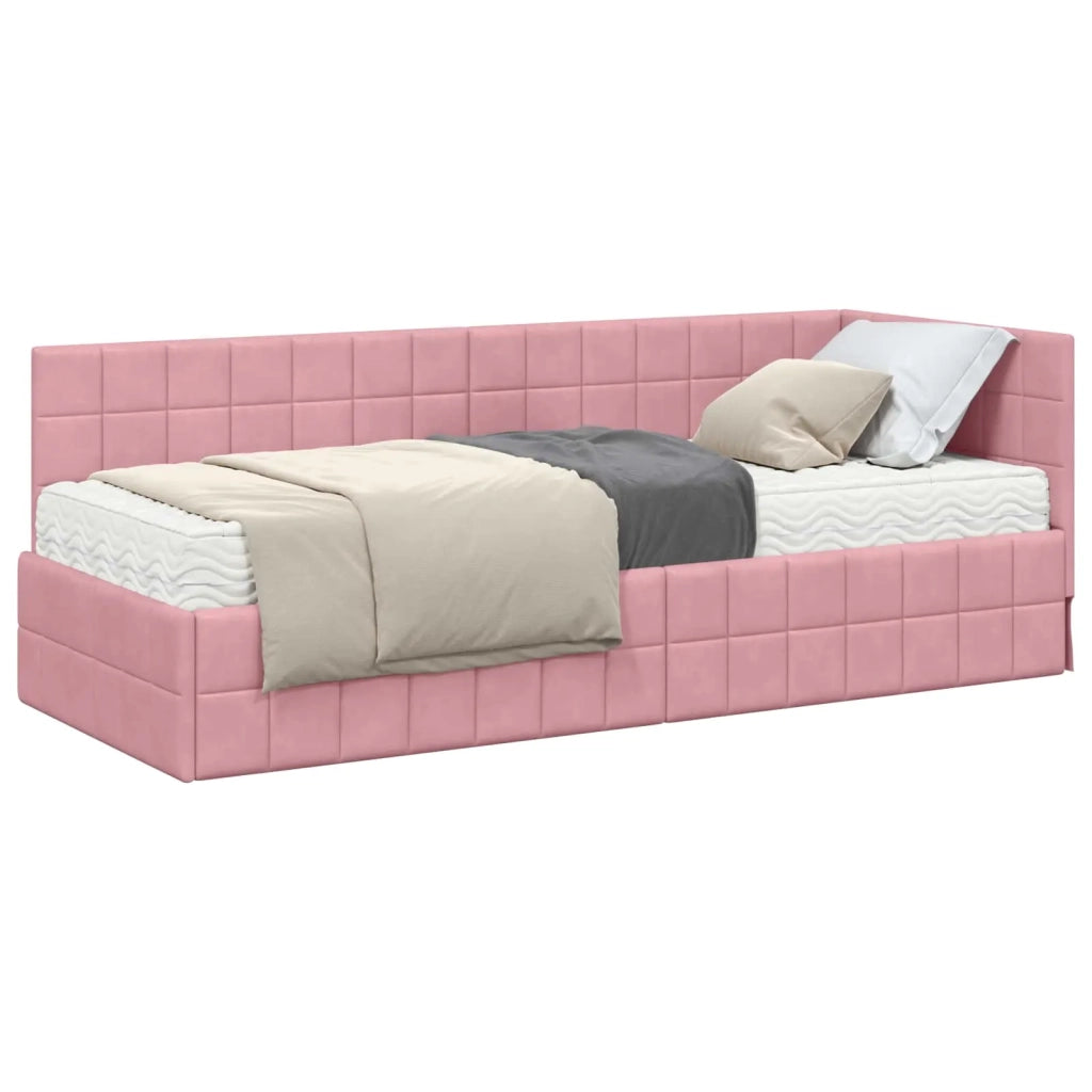Struttura Letto Angolare con Materasso 2 pz-Giroletto con materasso Grigio Velluto 292520