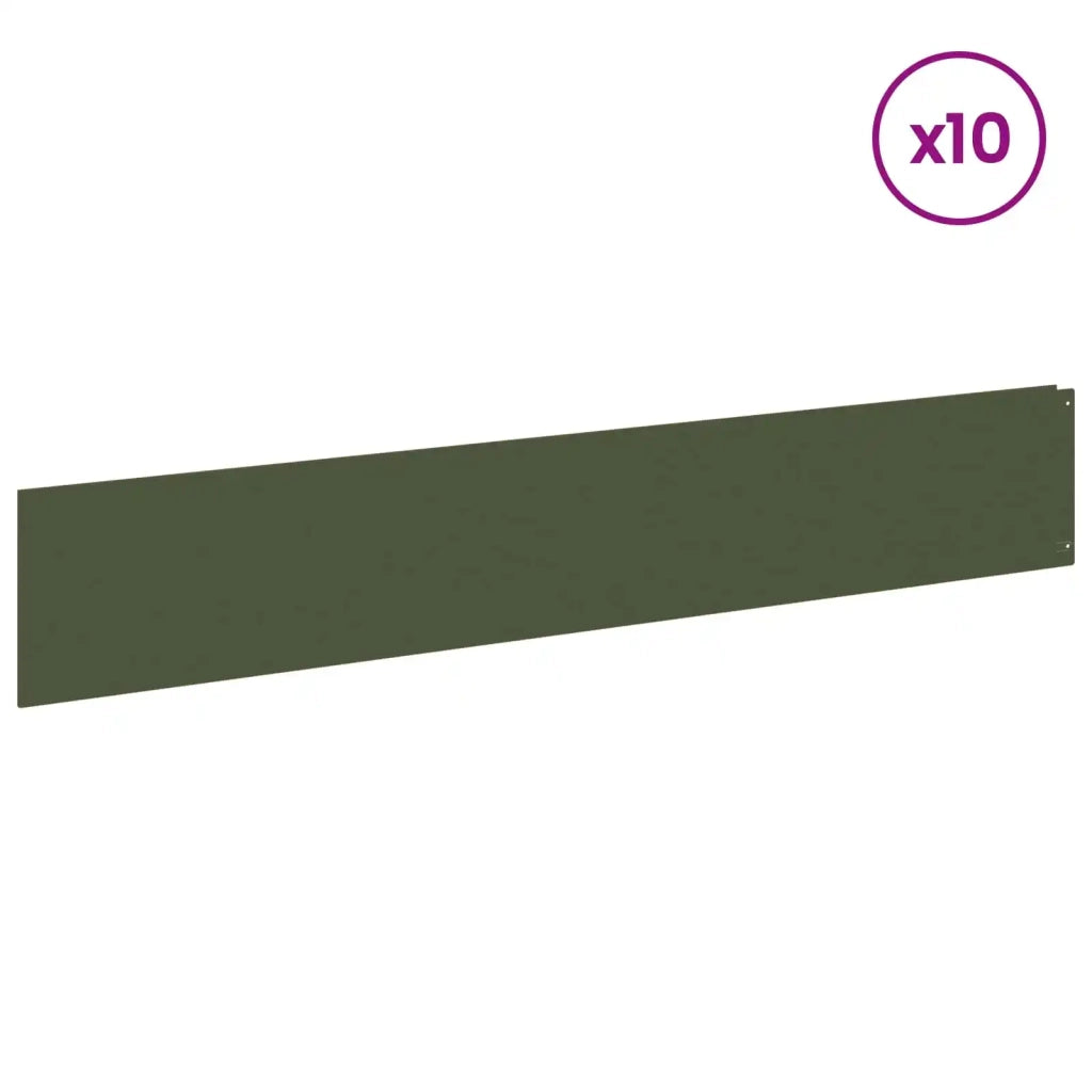 Bordura per Prato 10 pz 100 x 18 cm Acciaio Verde Oliva 8008842