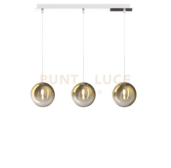 SOSPENSIONE CROMO 3 LUCI RETTANGOLARE VETRI ORO 1184CR-S3 R-OR