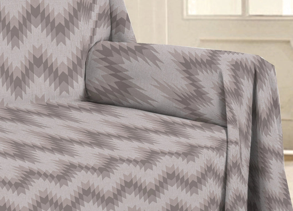 Telo Arredo Multiuso Linea Pensieri Delicati In 100% Cotone Dis Zig Zag 7672 - Singolo - Beige