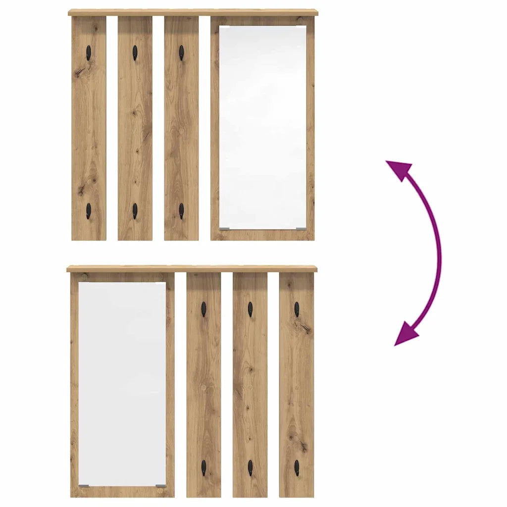 vidaXL Appendiabiti a muro rovere artigianale 84 x 10 x 80 cm
