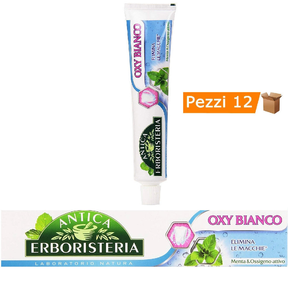 Multipack da 12 dentifrici antica erboristeria oxy bianco - confezione da 75 ml ciascuna