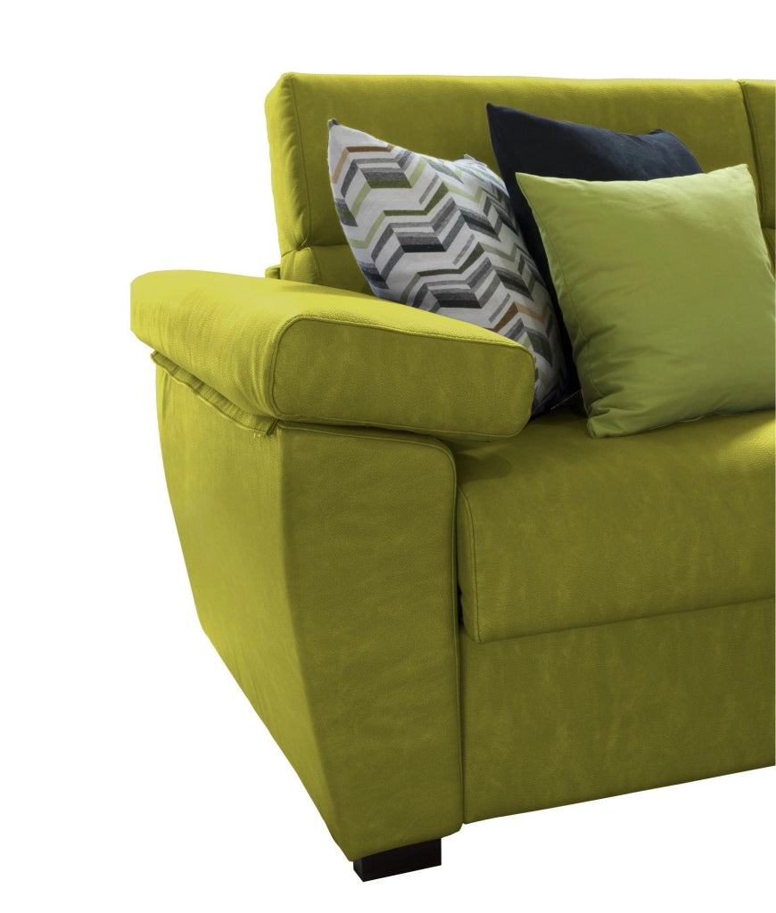 Giffone, Divano Fisso 3 Posti Sfoderabile Made in Italy, 225x95 cm Verde