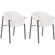 Set di 2 sedie da pranzo con imbottitura in tessuto beige Seduta da pranzo dal design moderno e contemporaneo
