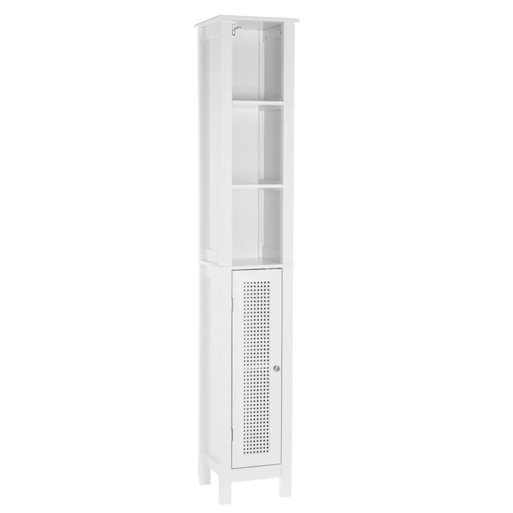Colonna da Bagno con Mensole Armadio in Legno Colore Bianco 30x28x170H cm