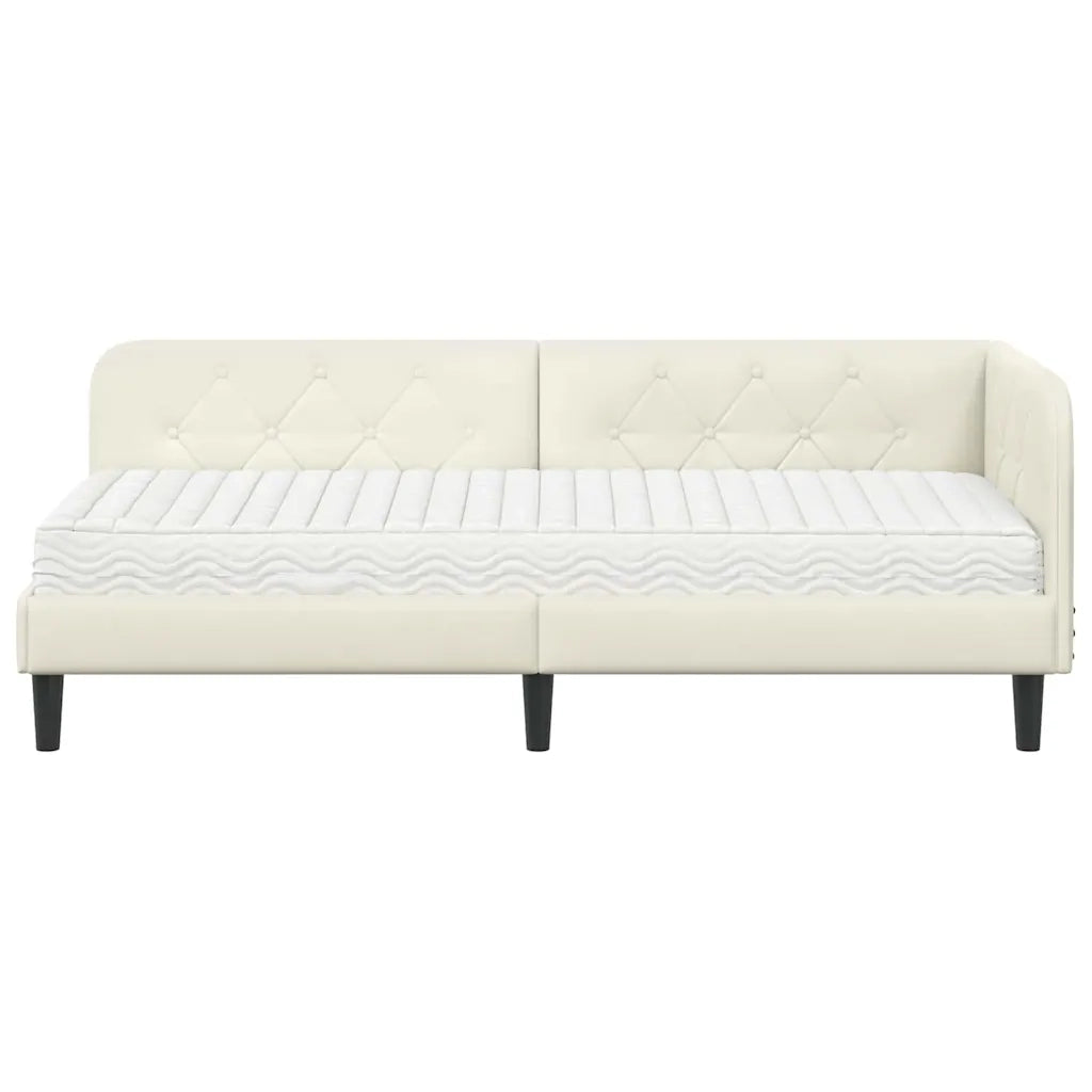 Cornice del letto ad angolo Crema 80 x 200 cm Velluto