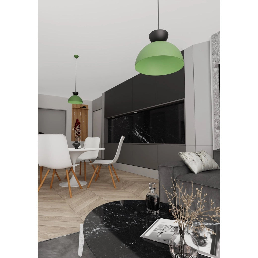 Lampada a sospensione Lunaro verde con dettagli neri