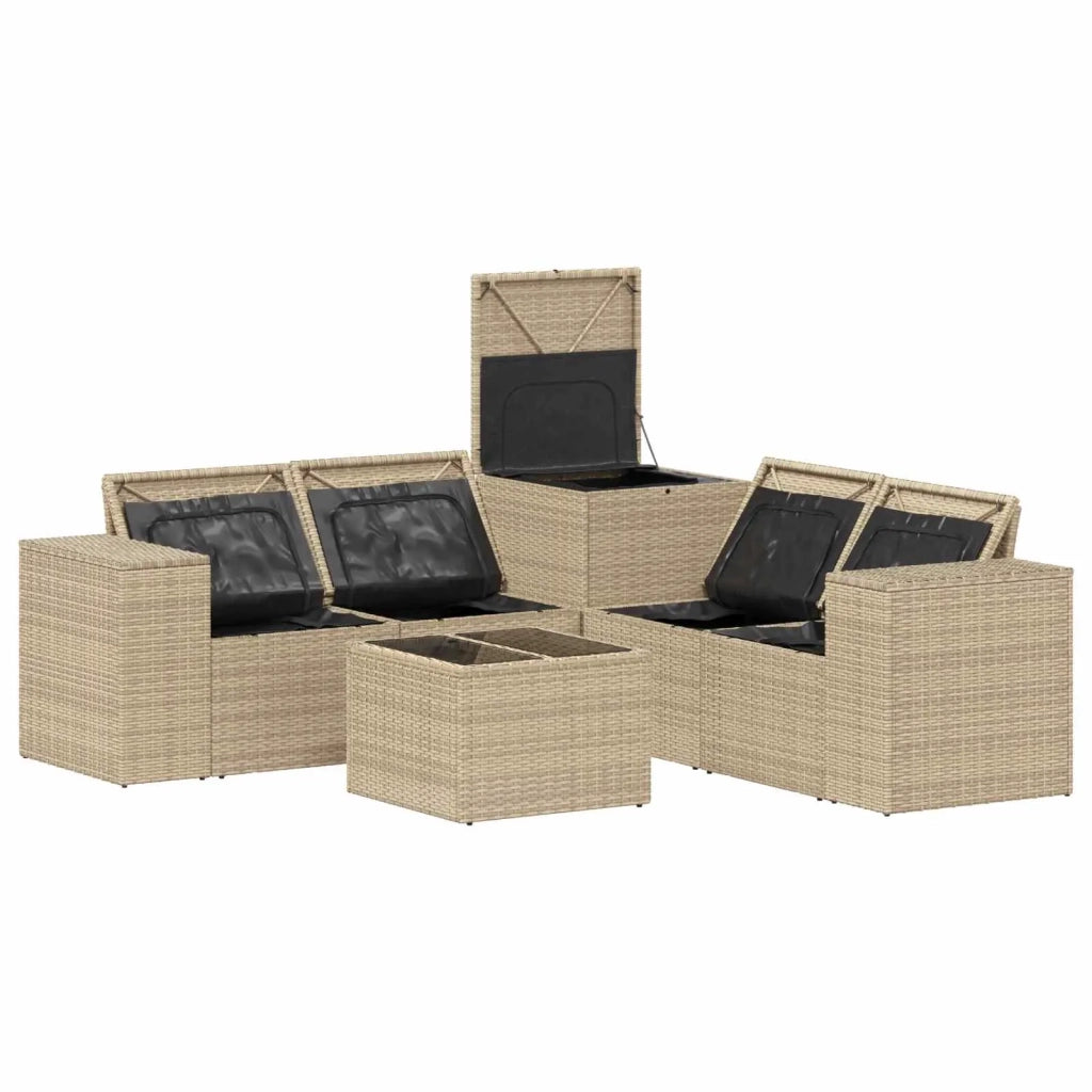 Set di divani 6 pz Beige e Bianco Crema 3447576