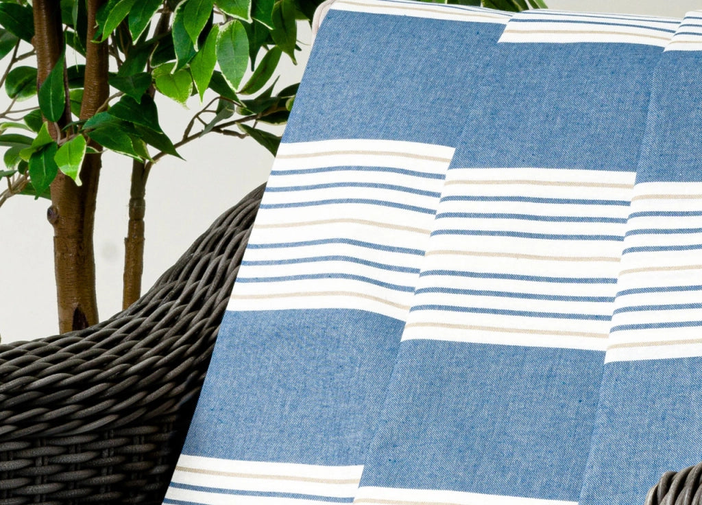 Telo Arredo Granfoulard Copritutto Cotone Made Italy Vari Disegni Arredatutto Copriletto Multiuso - 2 Piazze - Righine Blu