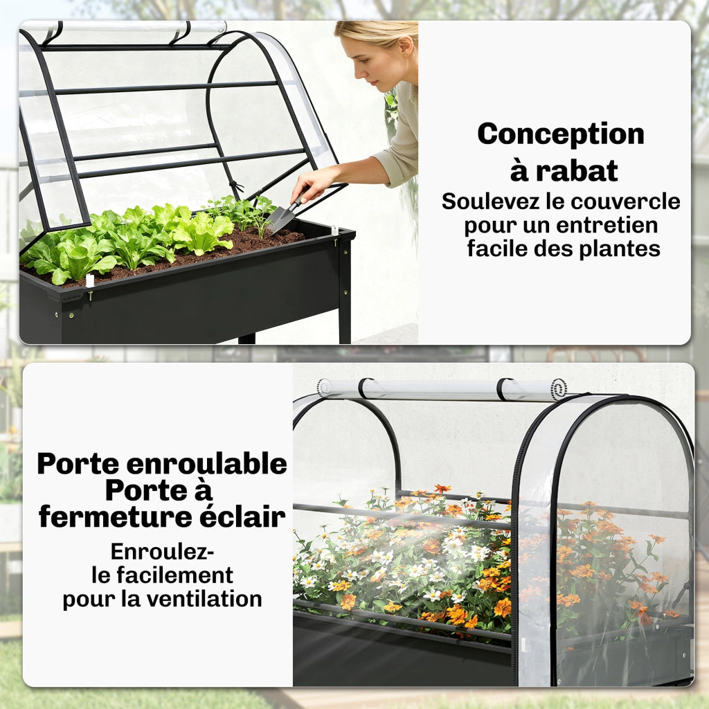 Potager da giardino con serra ¨C zephmum ¨C 100x49x136 nero