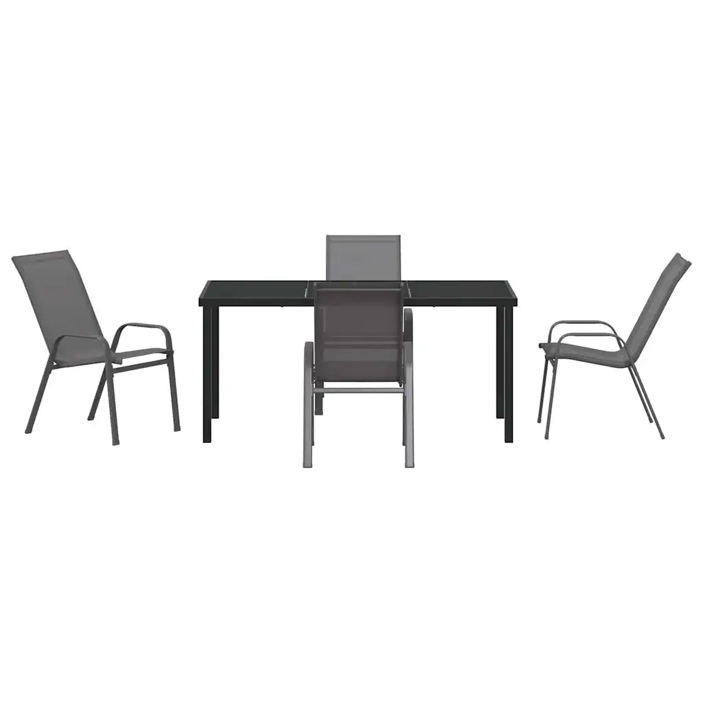 Set da Pranzo per Giardino 5 pz | Set Salotto da Giardino Grigio e Nero
