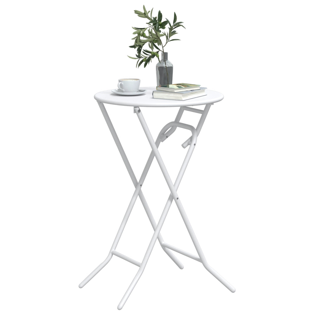 Tavolo da Giardino Pieghevole Bianco Ã˜50x72 cm Acciaio
