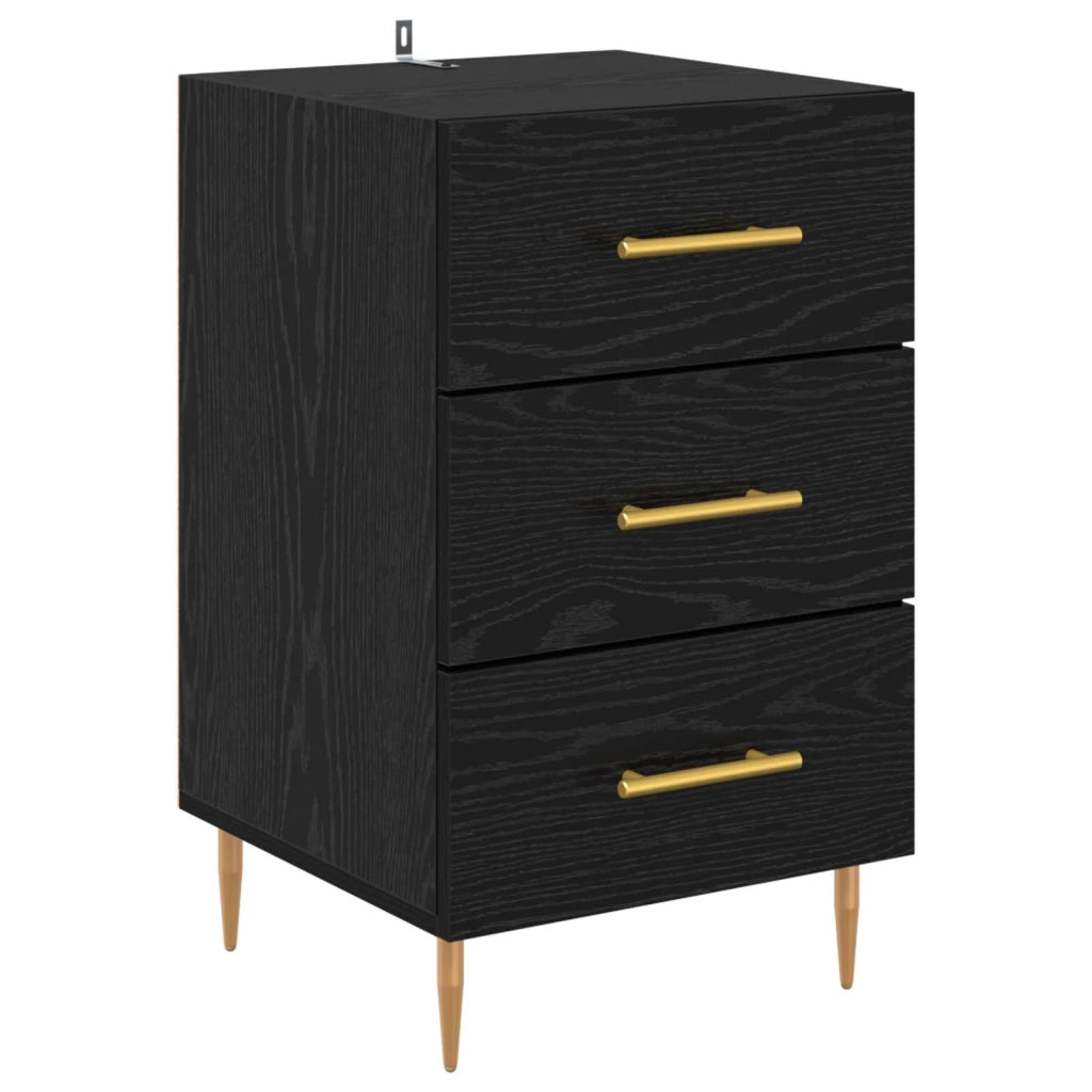 Armadio da Notte Rovere Nero 40 x 40 x 66 cm Legno multistrato