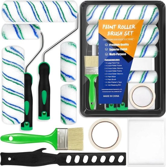 Set di pennelli a 12 pezzi - accessori per la pittura per un'ottima finitura - comprensivo di pennello e contenitore per vernice