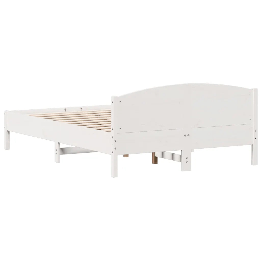 Letto matrimoniale | Letto per adulti | Giroletto senza Materasso Bianco 160x200 cm Legno Massello Pino
