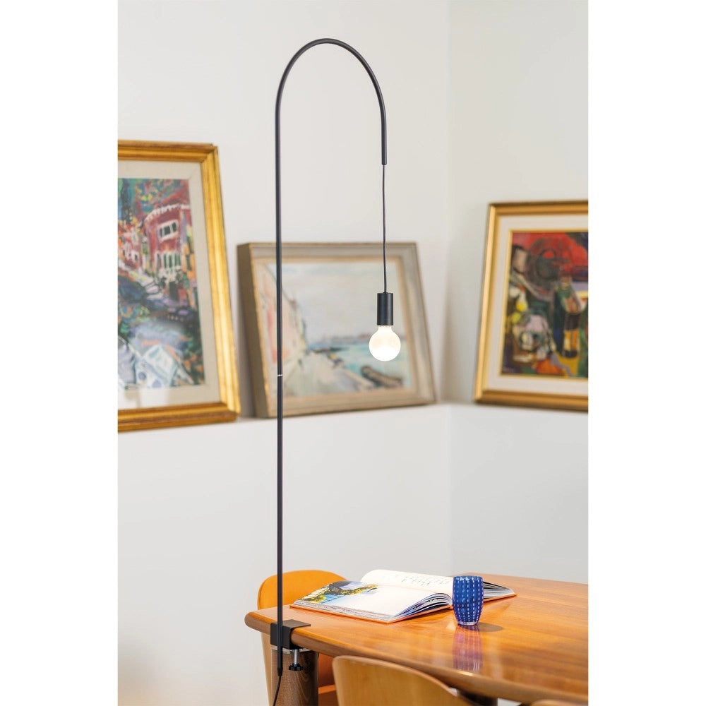 Zafferano - Lampada da Tavolo Filo con morsetto, Orientabile 200°, H152 cm, Metallo Verniciato Lampadina E27 max 60W inclusa - Bianca