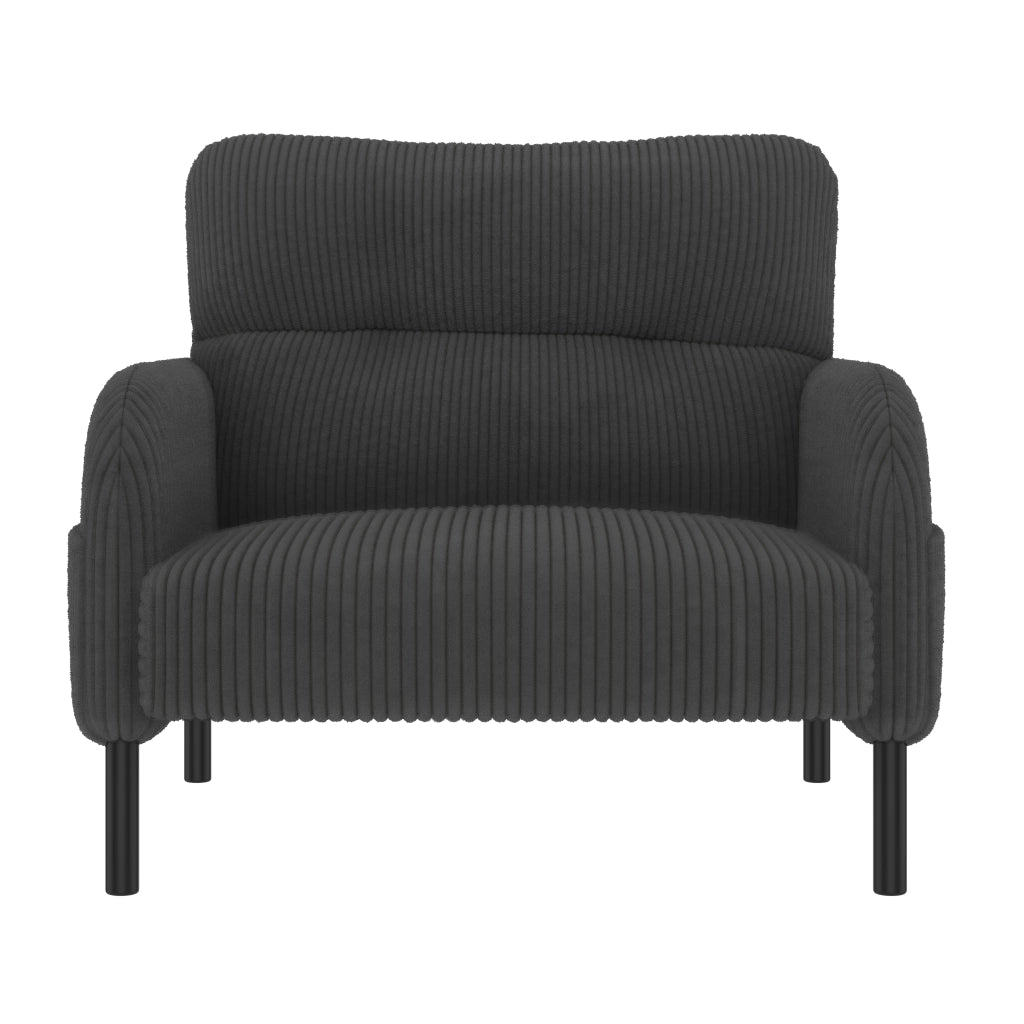 Poltrona 67x75x79 cm con tasca laterale in velluto a coste grigio