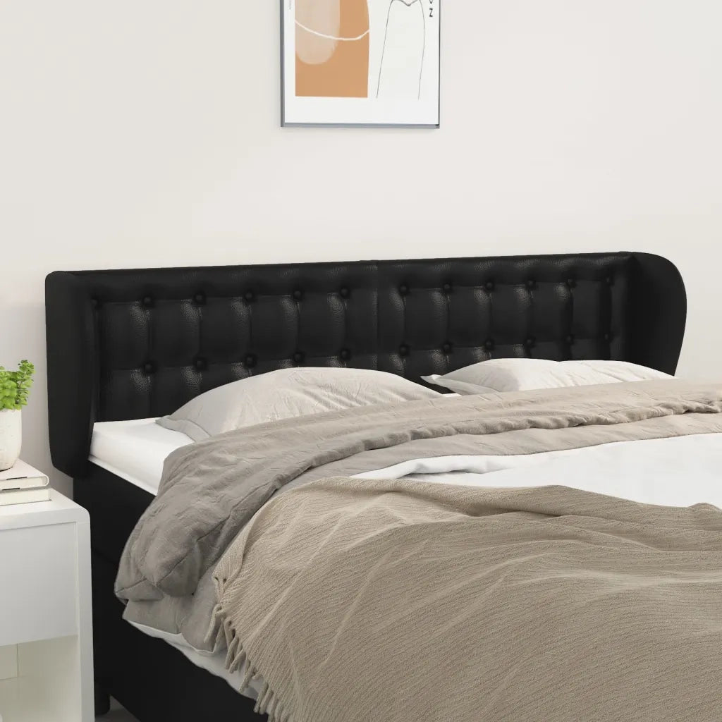 Testiera ad Orecchio-Testata con Orecchie Nera 147x23x78/88 cm in Similpelle 809381