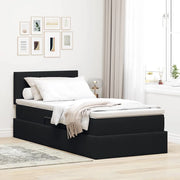 Letto con contenitore e LED con led Nero 100 x 200 cm Velluto 3371315