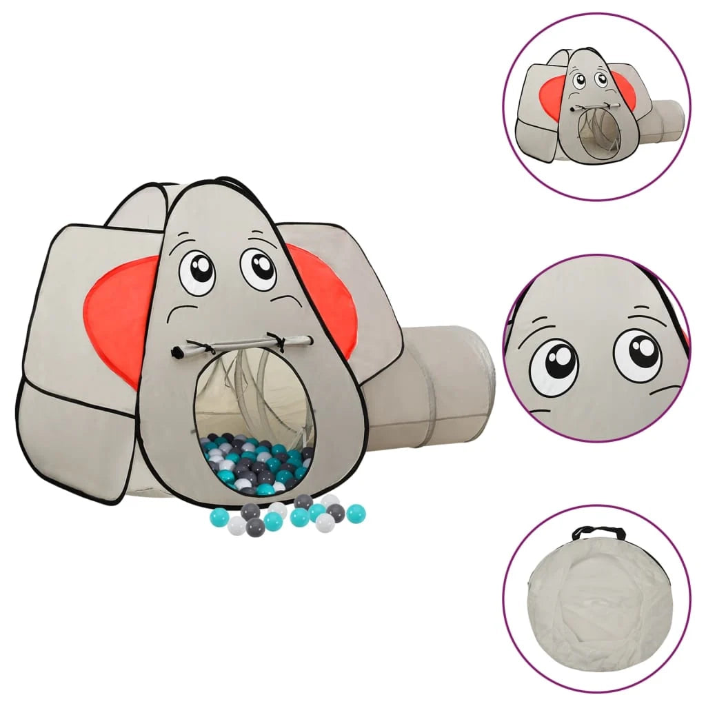 Tenda da gioco per bambini con 250 palline a forma di elefante 174 x 86 x 101 cm grigio 02_0005148