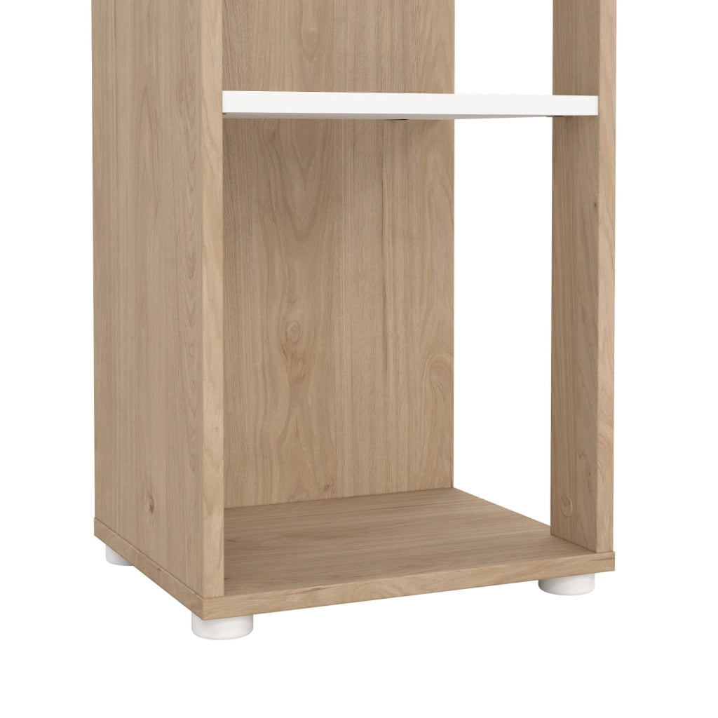 Libreria Baaz, Scaffale da ufficio, Mobile portalibri, Biblioteca, 41x34 h205 cm, Rovere e Bianco