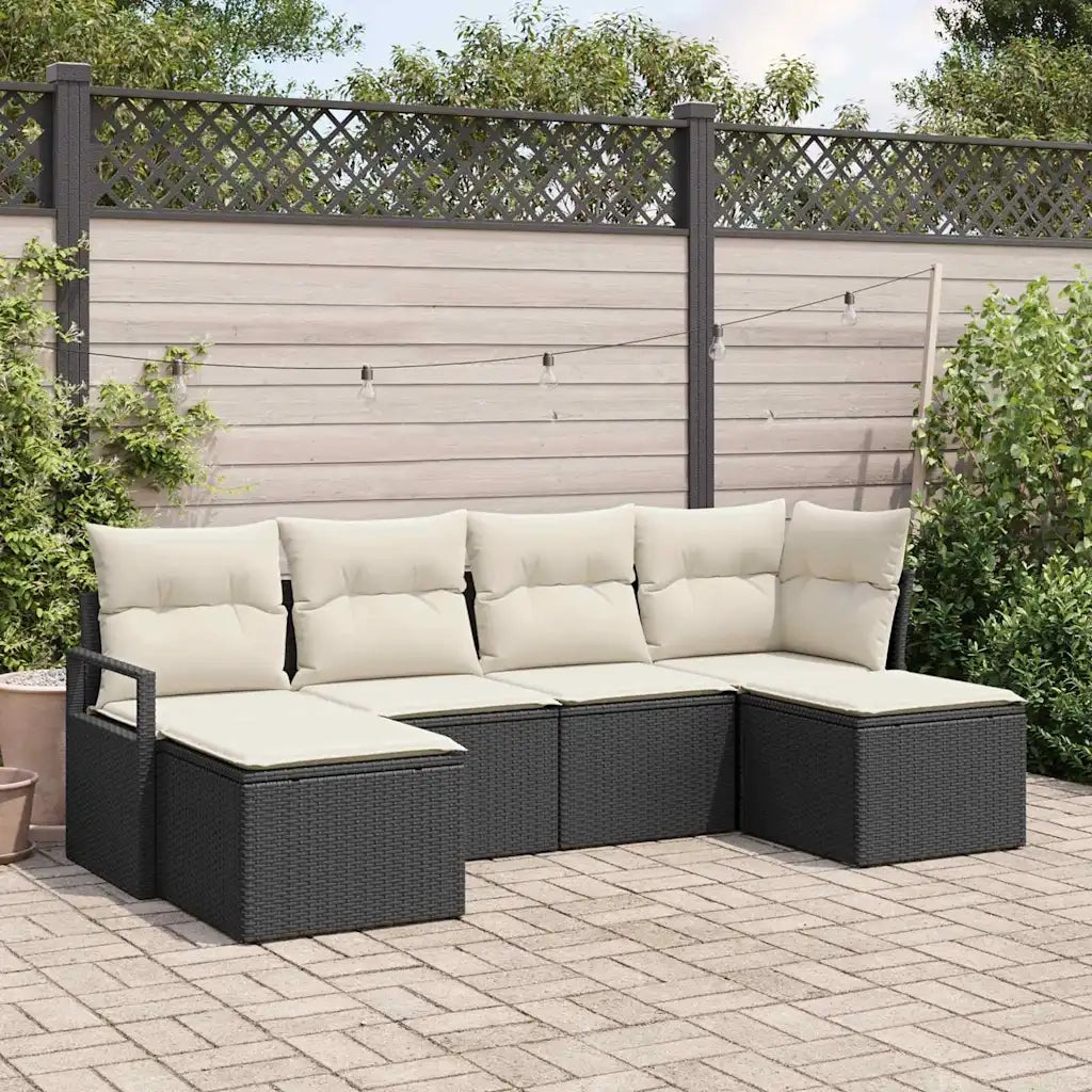 Set di divani 6 pcs Nero polyrattan