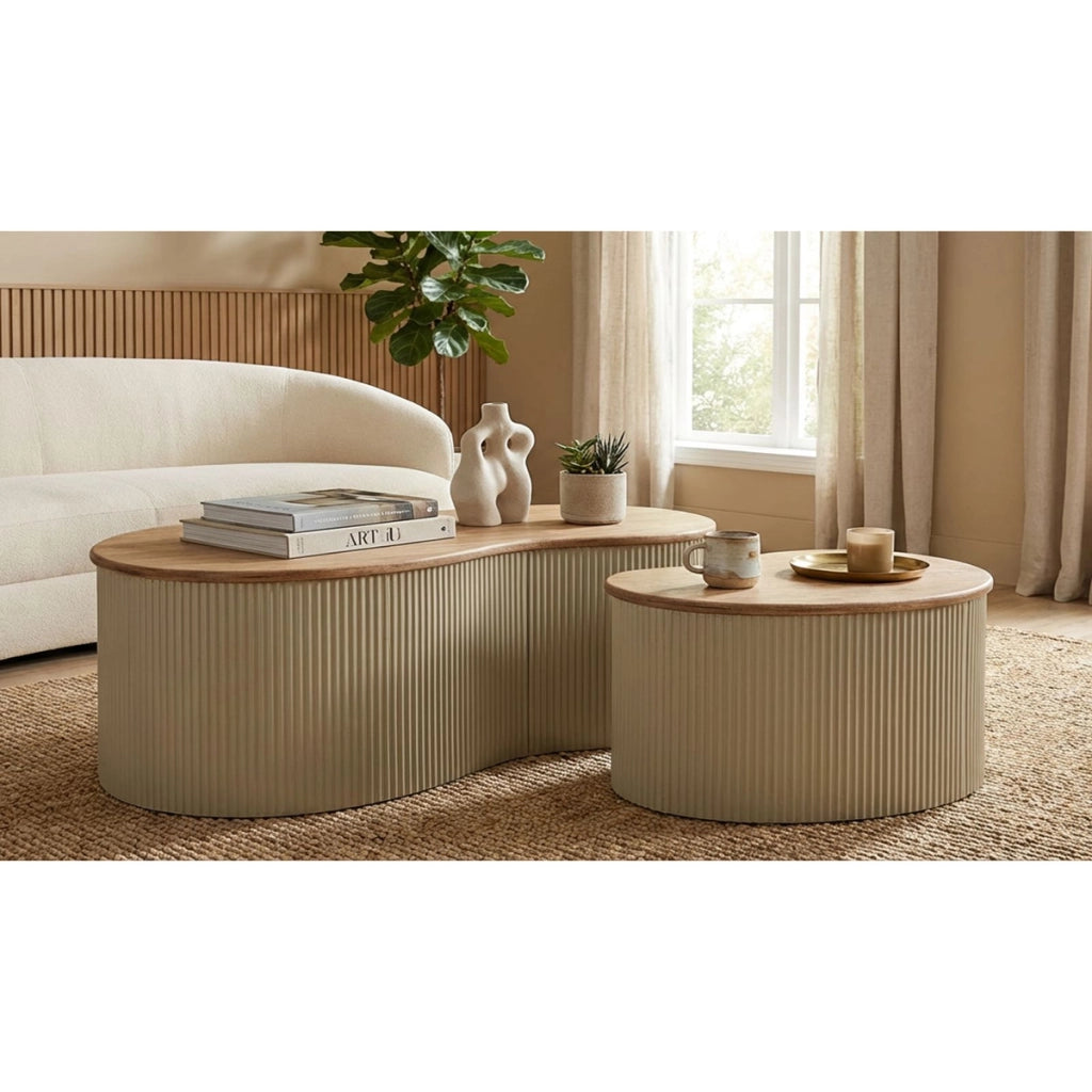 Set di Tavolini VKH1118, Beige, Legno, 87x53x32 cm