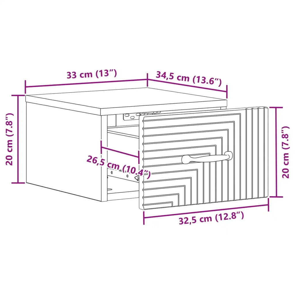 Mobiletto da notte a muro Grigio Cemento 34,5 x 33 x 20 cm 898601