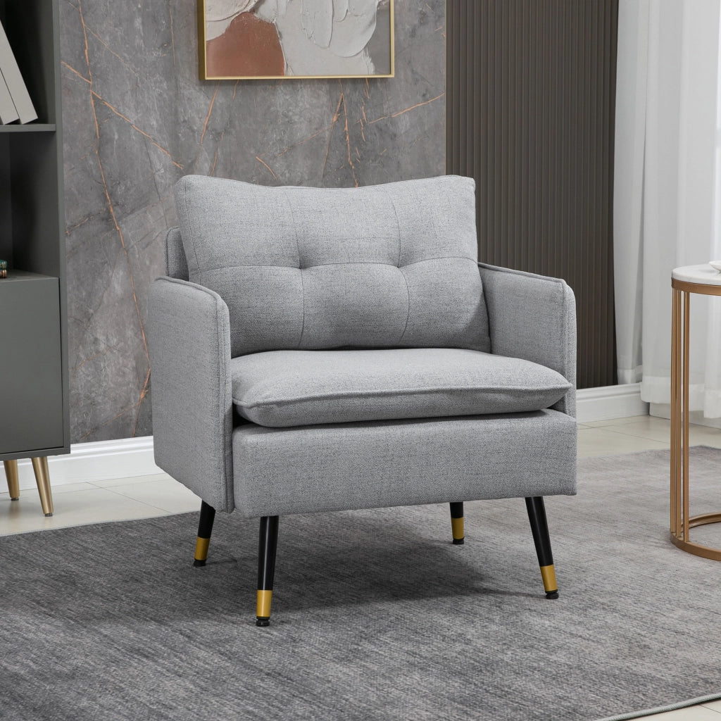 EasyComfort Poltrona Moderna in Tessuto con Seduta Imbottita e Gambe in Acciaio, 76x68x80 cm, Grigio