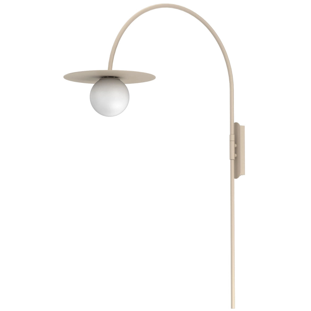 Applique Flat 1xE27 beige metallo sfera bianca Luminex