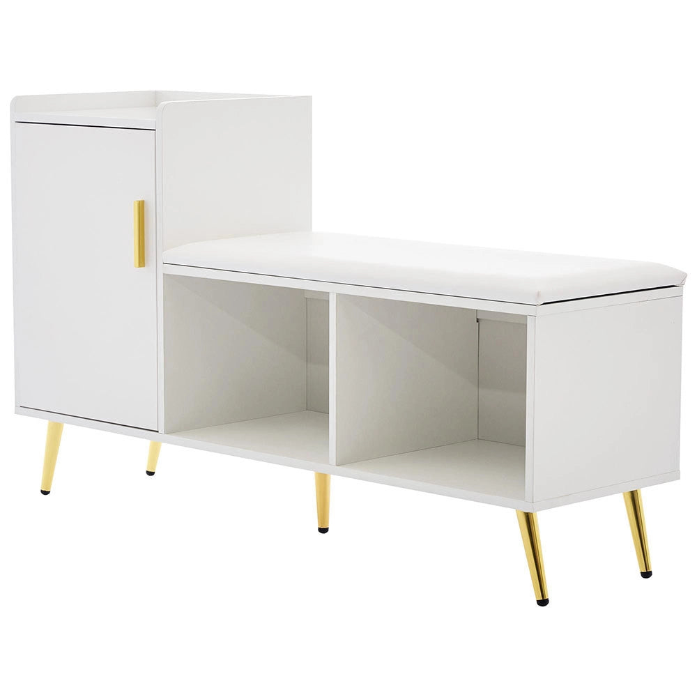 Armadio scarpe con seduta imbottita - Xylo - Accessori dorati per ingresso, corridoio, soggiorno, camera da letto, guardaroba