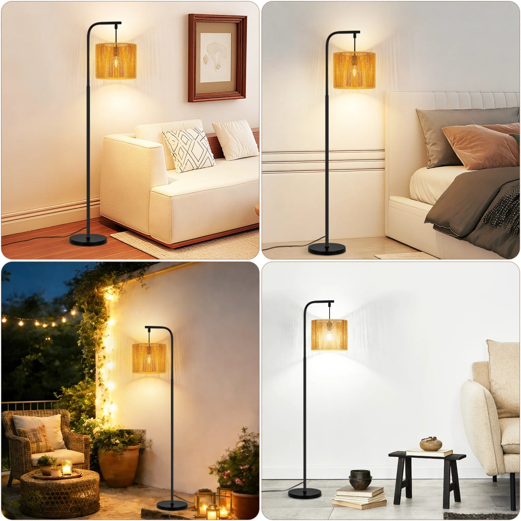 ZMH Lampada da Terra Vintage Nera E27 40W con Interruttore a Pedale Alta 164cm Adatta per Camera da Letto o Ufficio